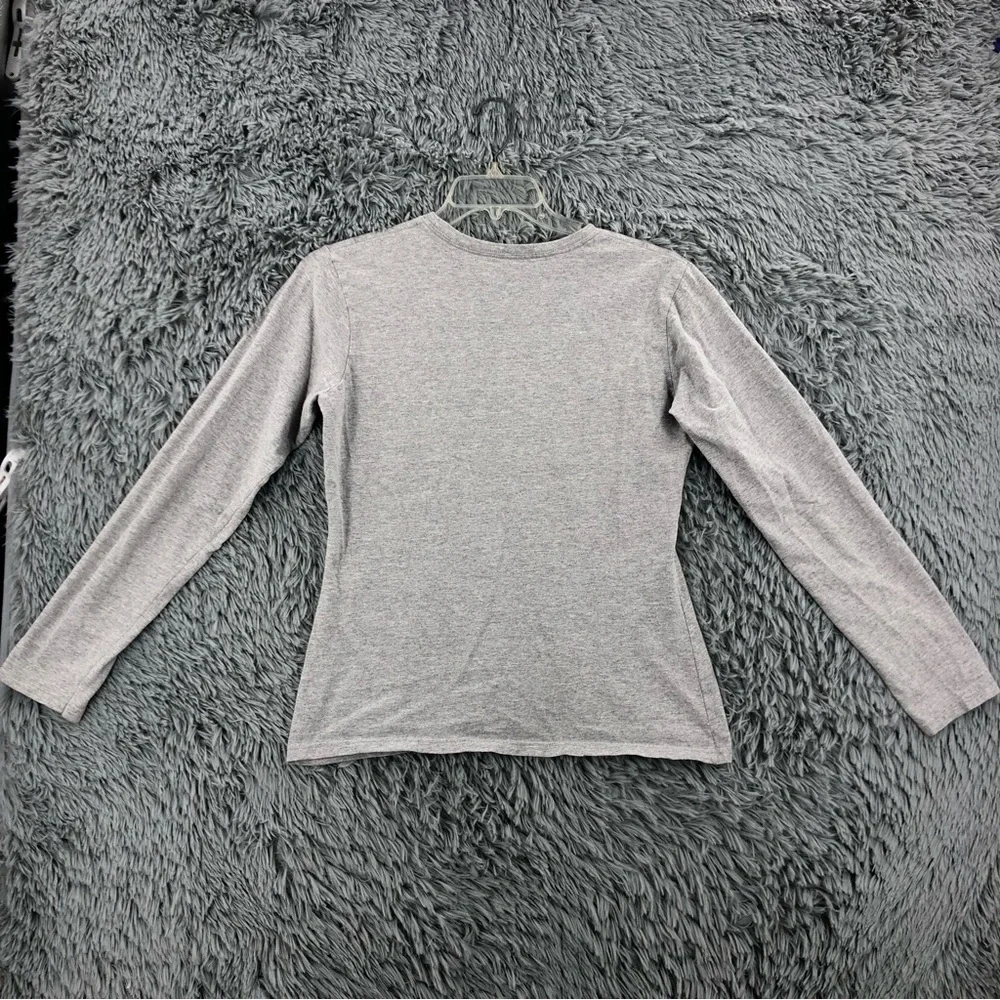 Nike Tshirt Womens Large Gray Long Sleeve Spellout Swoosh Shirt
